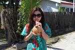 Drinking some coconut water!