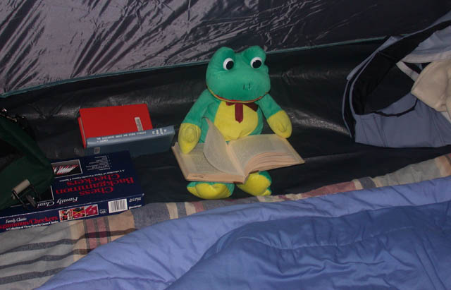Froggy was in the tent reading ghost stories.