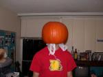 Bryan makes another pumpkin helmet.