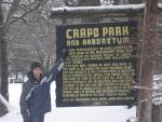 We leave and wonder how to find the car again.  Bryan manages to find another Crapo Park sign but no car.