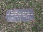 George Hand!  How clever.  To think he died to aid me in my Geocache Quest.  What sacrifices have been made for this hobby.