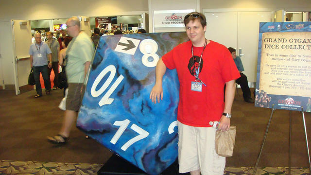 Me and the Gary Gygax D20 that got raffled off.  Everyone was throwding dice in.