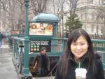 Here's Helen and the subway entrance we just got out of.