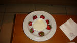Yoghurt and strawberries.