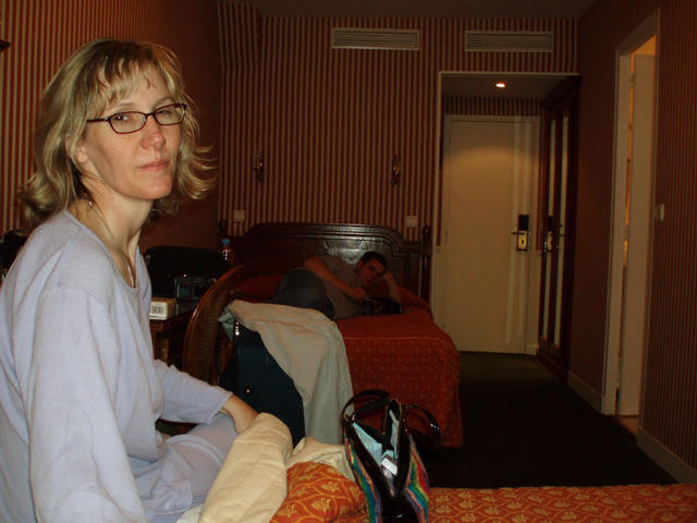 Mom in our hotel room.