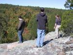 Looking at trees off rocks.