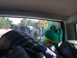 Froggy is ready to go and Brian is getting into Chris' van.