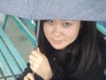 Helen under an umbrella!